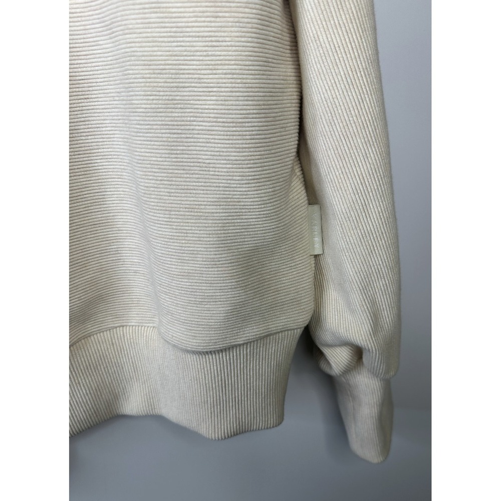 Varley Vine Half Zip Ottoman Ribbed Knit Pullover Beige Top Women's Oversized XS - Picture 4 of 13